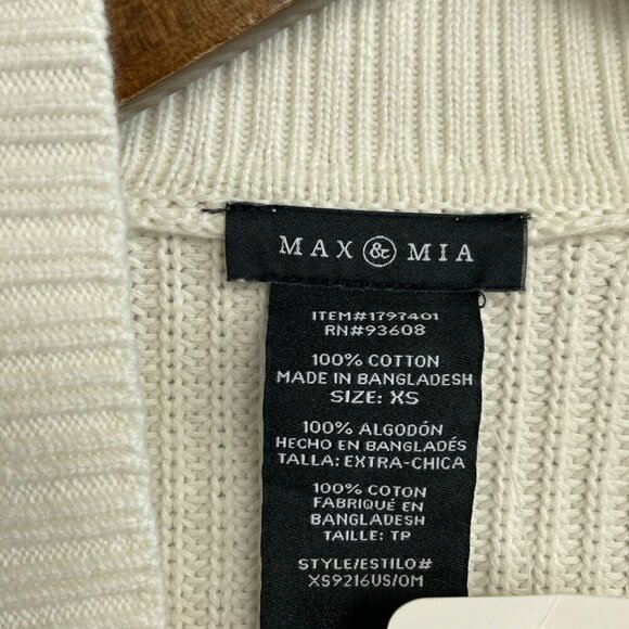 NEW Max & Mia Women's XS Ivory Open Front Cardigan With Pockets 100% Cotton - Picture 7 of 11